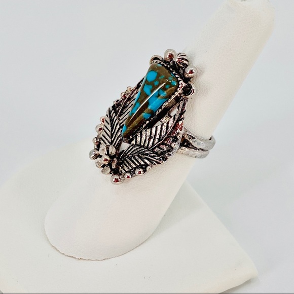 LAST CHANCE Silver Turquoise Boho Ring Sz7 JR02 - Picture 4 of 8